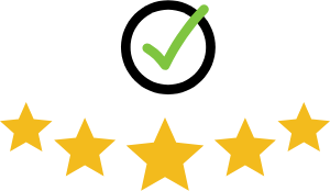 Five stars with a checkmark
